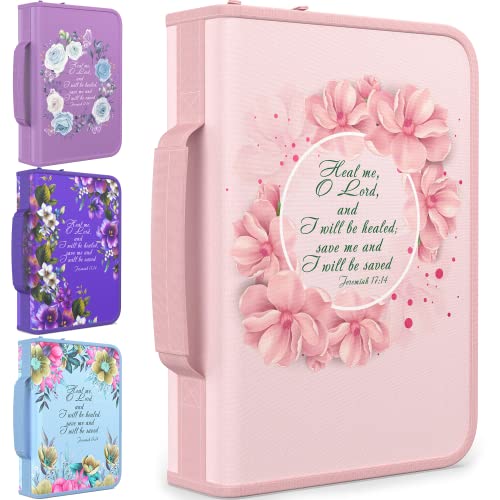 Bible Cover Case for Women - Large Floral Bible Carrying Cases for Women - color: Pink, size: Large