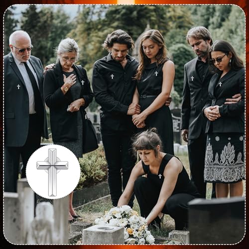 Jexine 50 Pcs Small Cross Lapel Pins Bulk, Religious Enamel Pin - color: Silver