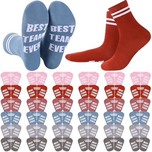 Glitopper 36 Pairs Best Team Ever Gift Socks Bulk for Employee - color: Macaron