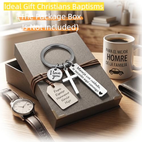 Cross Keychain for Men,Jesus Key Chain Christian Car Key Accessories，Easter Christmas Religious Gift,Purse Bag Charms - color: Silver Love
