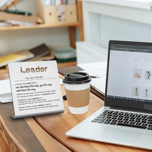 FOKCBOCM Thank You Leader Gifts for Boss Mentor Teacher Retirement Farewell Going Away New Job Leaving Gift Birthday for Leader Mentor Leader Definition Decorative Sign. - style: Leader