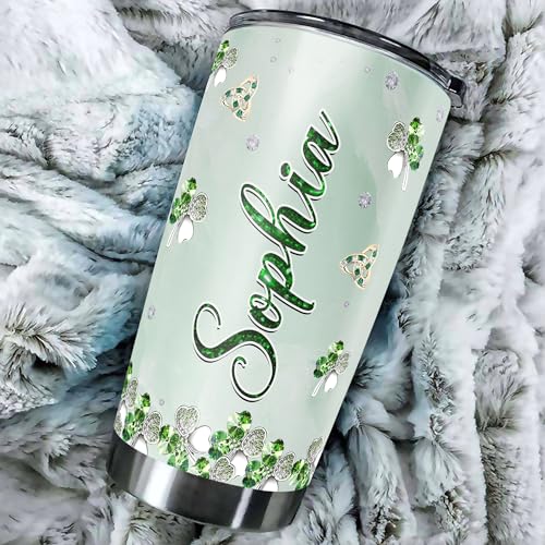 Dorris Personalized St Patricks Day Tumbler with Lid 20oz 30oz Stainless Steel Insulated Cups Travel Coffee Mug Customized Green Gifts for Women Christian - color: Patrick 1