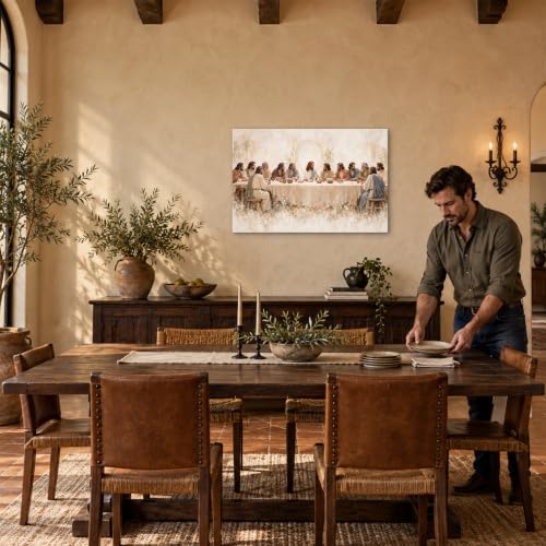 Bright Peaceful Last Supper Picture for Dining Room Christian Wall Art - color: Art-04, size: 36"L x 24"W