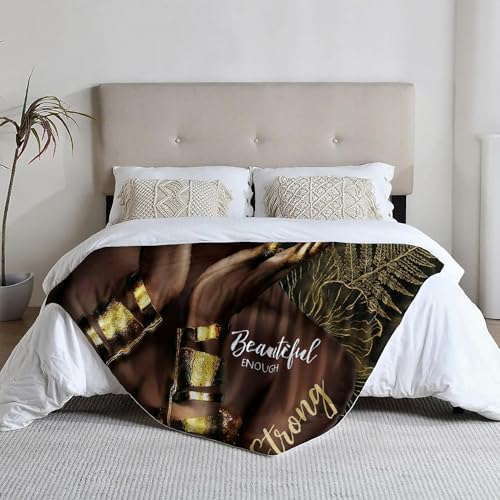 African American Black Girl Women Blanket - Christian Birthday Gifts Blanket- Inspirational Flannel Religious Spiritual Throw Blanket Home Decor 50x60inch - color: Hrmt7
