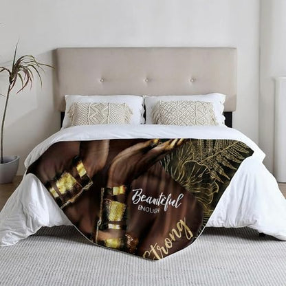 African American Black Girl Women Blanket - Christian Birthday Gifts Blanket- Inspirational Flannel Religious Spiritual Throw Blanket Home Decor 50x60inch - color: Hrmt7