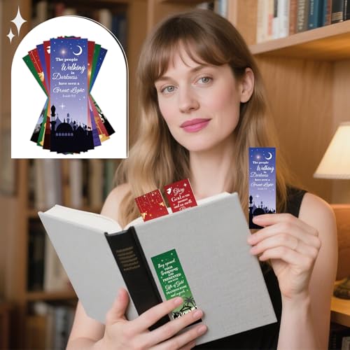 Christmas Nativity Bookmarks Gifts - 200 Pcs Christian Scripture Bookmarks Religious Jesus Nativity Book Mark Page Marker Clip for Women Men Xmas Sunday School Church Bible Study - color: Christmas Nativity