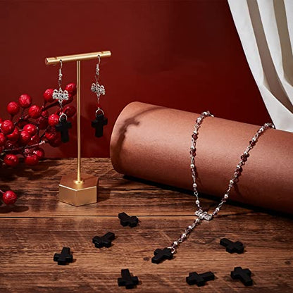 SUNNYCLUE 200Pcs Wood Cross Charm Pendants Natural Wooden Small Cross Charms Pendants with Hole for Party Favors Necklace Jewelry Making DIY Craft Handmade Accessories Easter Holiday, Black - color: 200Pcs Black 22x15mm