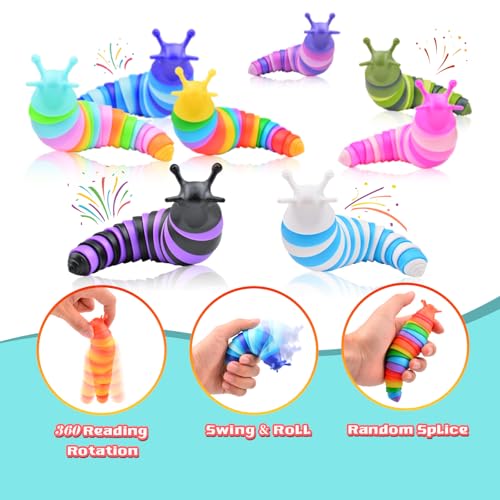 Cevioce 12Pcs Toddler Party Favors for Kids 8-12 Fidget Toys Slug for Students Treasure Box Toys for Classroom Prizes Toddler Easter Gifts for Boys Girls Easter Basket Stuffers for Kids Toddlers - style: 12PCS - Medium Size（Party Favors）