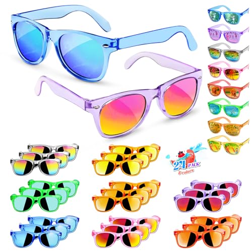 GKTZ Kids Sunglasses Party Favors - Boys Girls Age 3-8 Birthday Goodie Bags Stuffers, Neon Sunglasses Bulk with UV 400 Protection for Kids Classroom Favors - 24 Packs - style: 24 Pack