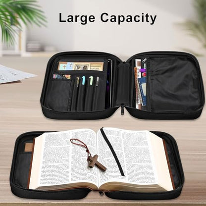 Bible Cover for Women Kids, Bible Carrying Case Church Bag Bible Protective with Zippered Back Pocket, Gift for Adults Lady Women Men, Grey Wolf 03 - color: Grey Wolf 03
