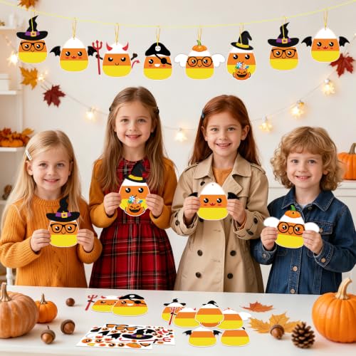 PAIVSUN 24Pcs Halloween Craft Kit for Kids, DIY Candy Corn Stickers (Cute) - style: Candy Corn Cute