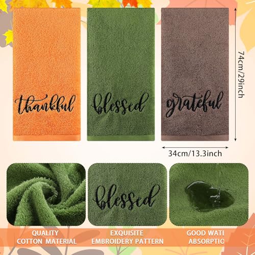 SmoothNovelty 3 Pcs Thanksgiving Hand Towels for Bathroom - color: Thankful, size: 13.3 x 29.5 inches