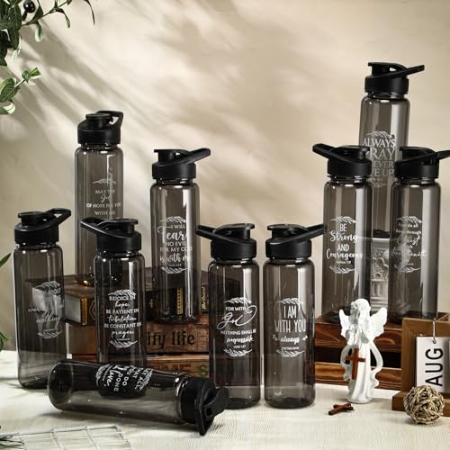 Skylety 10 Pcs Church Gifts Bulk Water Bottle Religious Inspirational Bible Verse Plastic Leak Proof 24 oz Bottles for Church Sunday School Teacher(Bible) - style: Bible