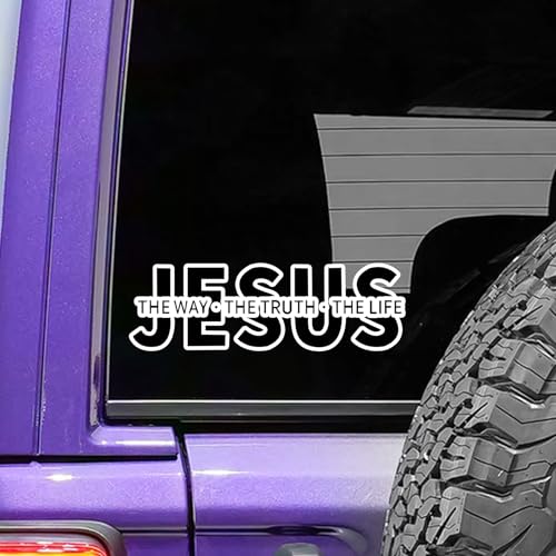 Jesus The Way The Truth The Life Christian Decal, Waterproof Car Inspirationa Message Sticker, Christian Car Hood Sticker, Universal Vinyl Self-Adhesive Sticker for Cars, Trucks, Motorcycles