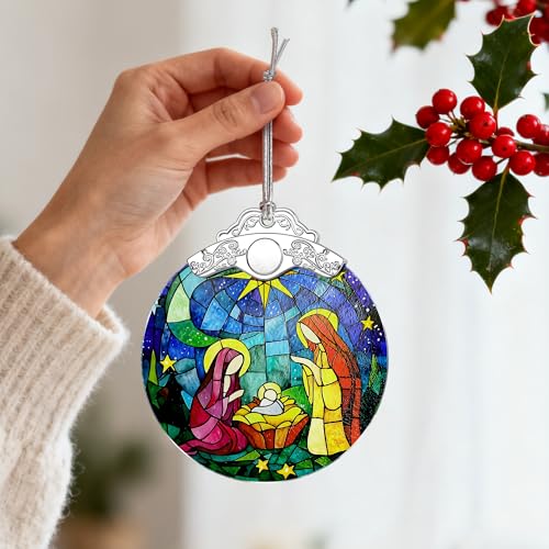 Christmas Ornament, Christmas Tree Decor, Christian Ornament, Nativity Scene, Religious Home Decor, Christian Gifts, Religious Gifts, Gift Exchange, Gift Idea - Pattern C - color: Nativity Pattern C