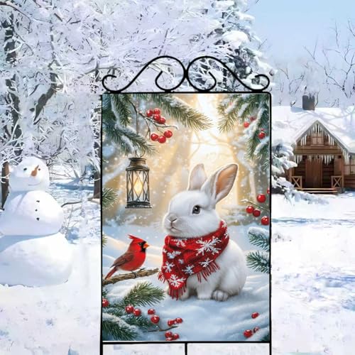 Large Winter Christmas House Yard Flags 28x40 Double Sided Outside - color: Snow, size: 28x40 Inches