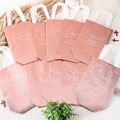 Aliceset 40 Pcs Christian Gift Bags with Bible Verse, Black, Pink - color: Pink