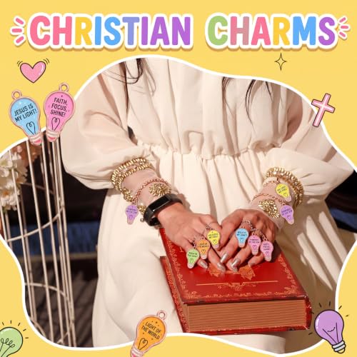 Sasylvia 48Pcs Christian VBS Light Bulb Charms for DIY Jewelry Church Craft - style: Pastal Light Bulb