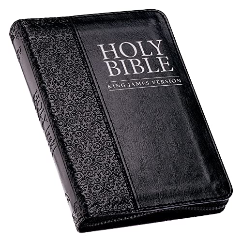 KJV Holy Bible, Compact Faux Leather Red Letter Edition - Ribbon Marker, King James Version, Black Faux Leather, Zipper Closure (KJV Compact Editions)
