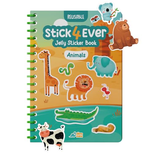 Stick4Ever Jelly Sticker Book® - for Kids - Waterproof, Easy to Clean Reusable Sticker Book for Toddlers- Reusable Road Trip Activities for Kids - Stocking Stuffers for Toddlers (Animals) - style: Animals