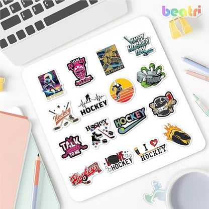 BEATRI Ice Hockey Stickers 50Pcs Waterproof Vinyl Hockey Decor - color: Hockey Stickers