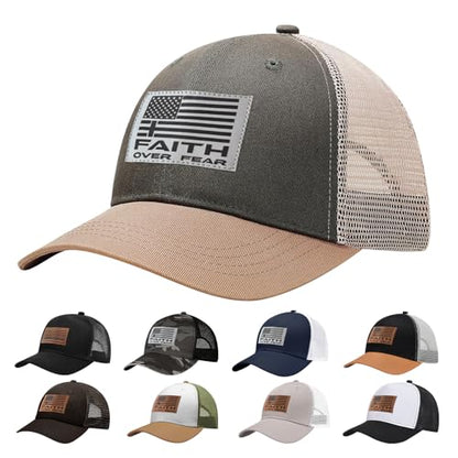 Christian Hats for Men Women, Faith Over Fear Hat - color: Gray Green