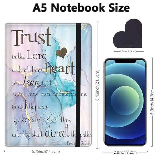 A5 Leather Lined Journal Notebook, 200 Pages Hardcover Executive Notebook for Office Note Taking, Thick Writing Paper Daily Journal with Bookmarks/Indexes, Verse Scripture Quotes on Purple Marble - color: Somf-notebook-1-29