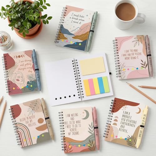 Sprial Notebooks with Pens Bulk, 48 Pack, 5.5 x 4.7 Inch Aesthetic - color: Bohemian