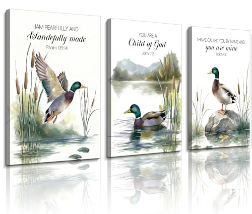 HQQUCC Duck Canvas Wall Art, 12x16 Inch, 3-Piece Set