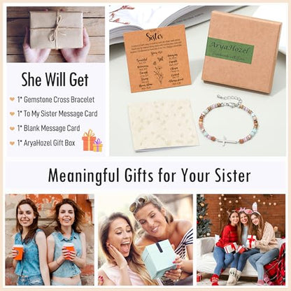 Crystal Cross Bracelet for Women Teen Girls Christmas Birthday Gifts - style: Sister