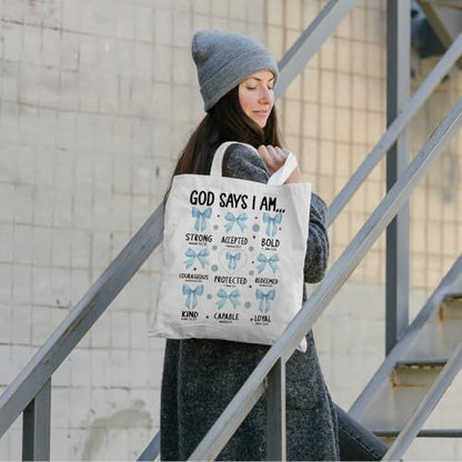 FBB Christian What's the Best that Could Happen Inspirational Tote Bag - color: God Say I Am - 2