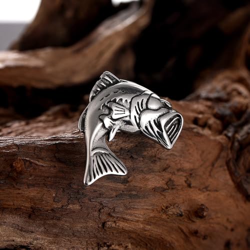Bass Fish Brooch Pin, Largemouth Fish Breastpin Stainless Steel, Fishing Amulet Gift Brooches Lapel Pins