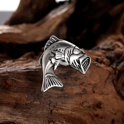 Bass Fish Brooch Pin, Largemouth Fish Breastpin Stainless Steel, Fishing Amulet Gift Brooches Lapel Pins