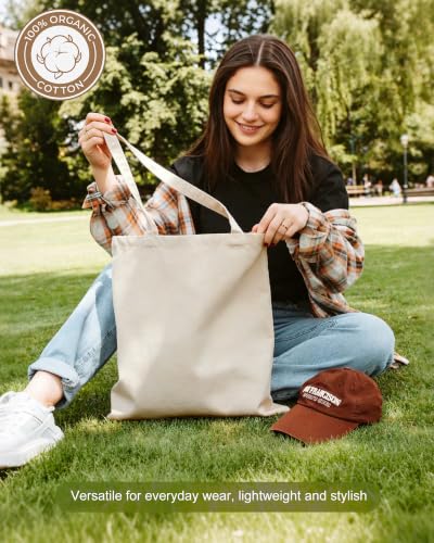 Canvas Tote Bag with Zipper, Halloween Trick or Treat Bags for Kids Bulk - color: [A2] Beige