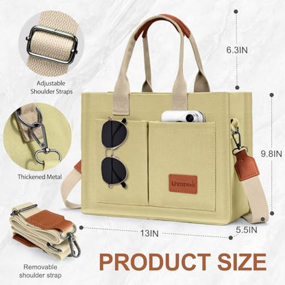 LHMTQVK Canvas Tote Bag for Women, Work & Bible Study Handbag - color: Khaki