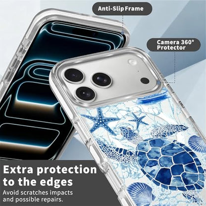 for iPhone 17 Pro Max/iPhone 18 Pro Max Case [Compatible with Magsafe],Girls Women Clear Magnetic Case Silicone Shockproof Protective Cover with Pattern Blue Sailing Sea Turtle - color: Blue Sailing Sea Turtle, size: iPhone 17 Pro Max/iPhone 18 Pro Max