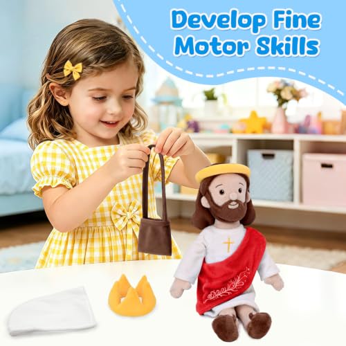 Dressable Jesus Plush, Keepsake Toy for Baptism, Easter & Christmas (Red) - color: Red
