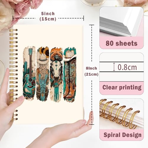 Lacama Cowgirl Notebook Journals Planner Western Cowgirl Gifts for Women, Retro Western Cow Cowgirl Gifts, Western School Office Supplies, A5 Hardcover Spiral Notebook chool Office Supplies - color: Cowgirl