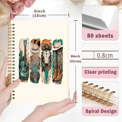 Lacama Cowgirl Notebook Journals Planner Western Cowgirl Gifts for Women, Retro Western Cow Cowgirl Gifts, Western School Office Supplies, A5 Hardcover Spiral Notebook chool Office Supplies - color: Cowgirl