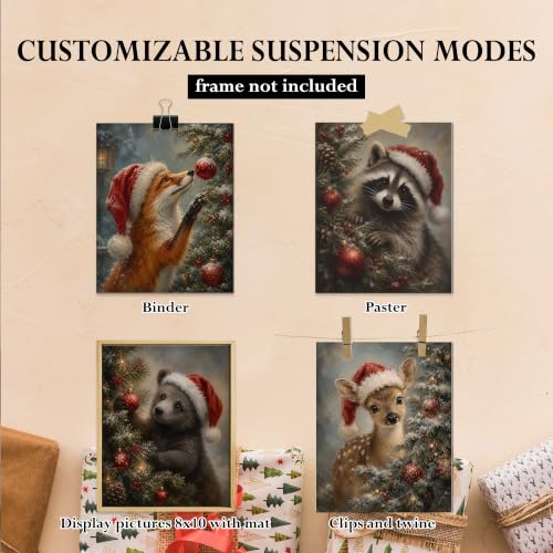 DOFQZ Moody Christmas Tree Animal Wall Art Prints 8x10 Set of 4 - color: 41Child, size: 8*10