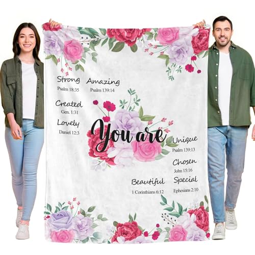 Christian Gifts for Women, Soft Throw Blanket with Flowers and Bible Verse, Cozy Flannel Spiritual Blanket for Couch, Inspirational Gifts for Sister, Friend, Daughter, Halloween Decor,40"x 50" - color: Christian Blanket 3, size: 40"x50"