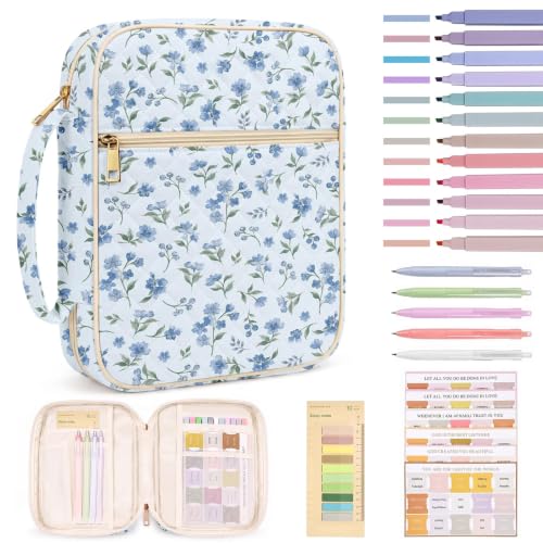 Britimes Bible Cover Case for Women, Blue Bible Cover with Accessories - color: Blue Floral