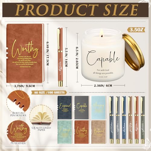 FillTouch 6 Set Christian Gift for Women Men Coffee Mug Journal Pen Candle - color: Vivid Color