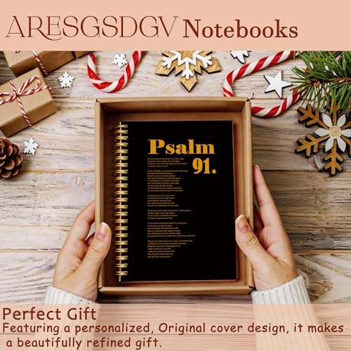 Christian Journal for Women, Psalm 91 Bible Notebooks for Note Taking, Christian Gifts for Women, Inspirational Bible Verse Religious Spiral Notebook 5.5x8.3 Inch - color: PSALM 91 02