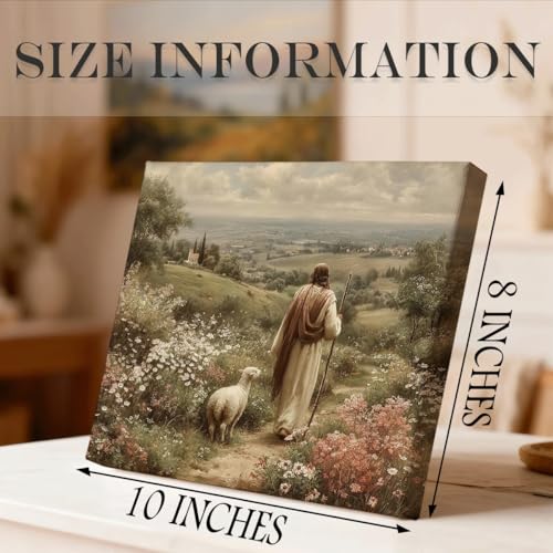 RTVJTERQ Religious Canvas Wall Art, The Good Shepherd Jesus With Lamb Artwork, Christian Inspirational Wall Decor for Farmhouse Living Room 8x10 Inch Wrapped Canvas - color: Patriotic 05