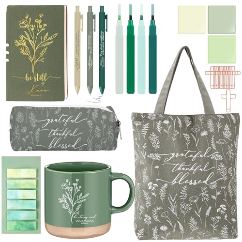 Reallnaive 25 Pcs Bible Study Journaling Supplies Kit for Women, Green - color: Green, style: Bible verse
