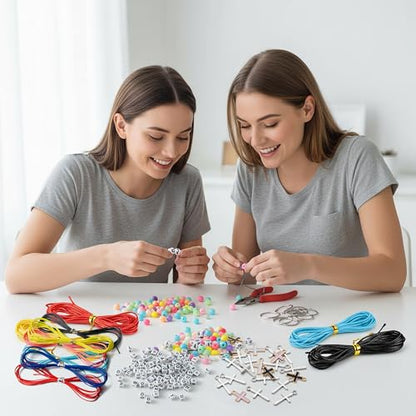 WATINC DIY Cross Keychain Making Crafts - Christine Cross Beads Bracelet Necklace Making Craft Kits, Letter Beads for Jewelry Accessories Festival Party Gift Favor for Women Men (306Pcs)