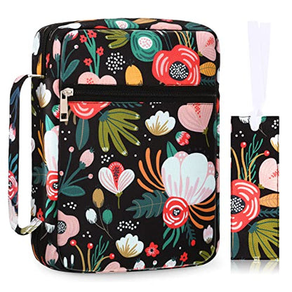 Laumoi Bible Cover Case for Women 10'' Flower Bible Holder Case Large Religious Carrying Bag for Women Study Christian Book Gift (Fresh Flower) - style: Fresh Flower