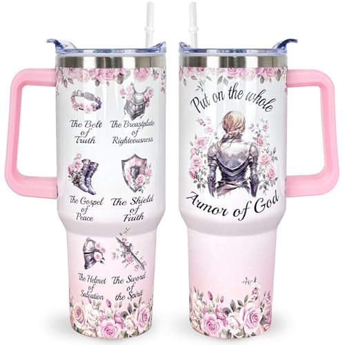 Christian Gifts for Women 40 Oz The Whole Armor of God Christian Tumbler Cup Inspirational Religious Gifts for Mom Wife Sister Friends Faith Jesus God Bible Verse Gift - color: Put On The Whole Armor of God 01