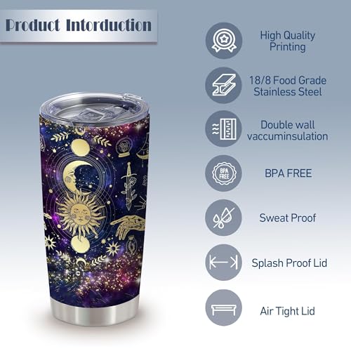20oz Goth Witchy Moon Phase Insulated Stainless Steel Tumbler with Lid - color: Goth Moon